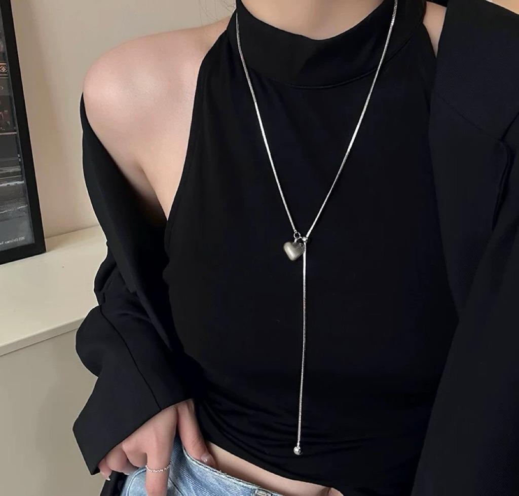 Titanium Steel Does Not Fade, Fashionable and Simple Versatile Love Ball Ins Romantic Su Long Pull Necklace Women's Versatile Hi