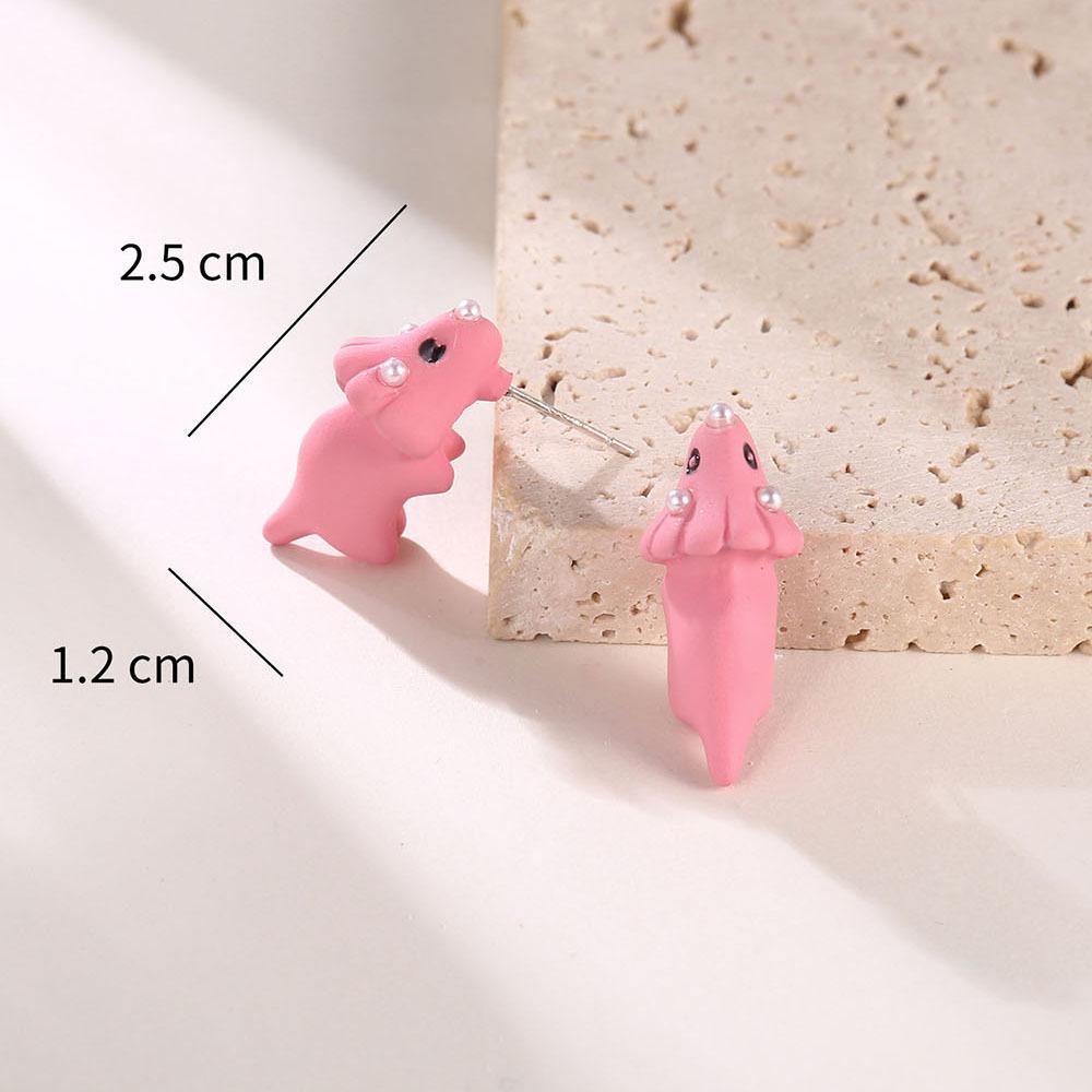 2pcs/1pair Animal Cartoon Stud Earring for Women Girl Cute Dinosaur Little Dog Whale Clay Bite Ear Jewelry Funny Gifts