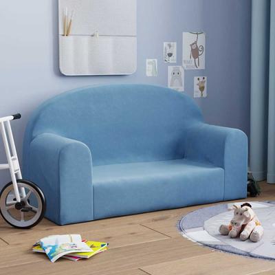 Vidaxl 2-Os. Sofa For Children, Blue, Soft Plush