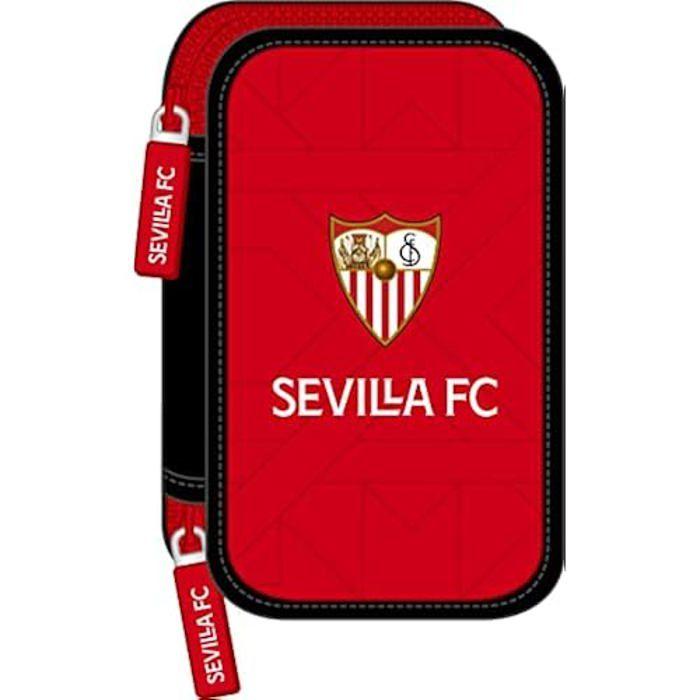 Trousse double - SAFTA - Sevilla Fútbol Club - Noir Rouge - 12.5 x 19.5 x 4 cm - 28 Pièces
