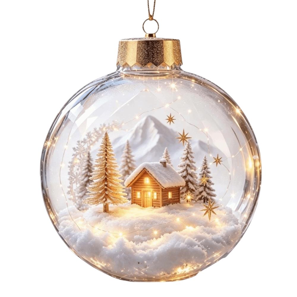2D Flat Pattern Christmas Ball Ornament Shatterproof Hanging Light Up Ornament Pendant Window
