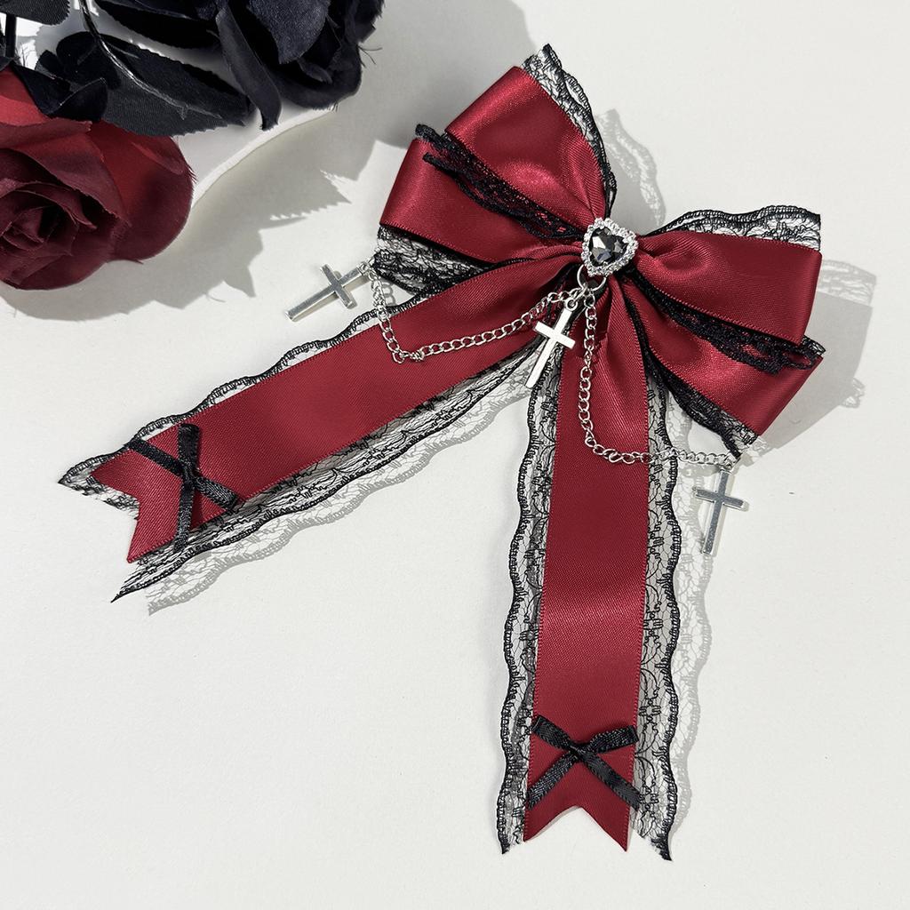 Gothic Lolita Stil Haarspange Schwarze Schleife Modische Haarspangen für Frauen