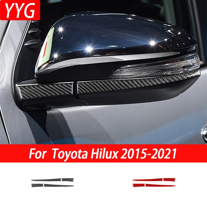 Carbon Fiber Stickers For Toyota Hilux 2015- Exterior Accessories Car Rearview Mirror Decoration Anti-Collision Protective