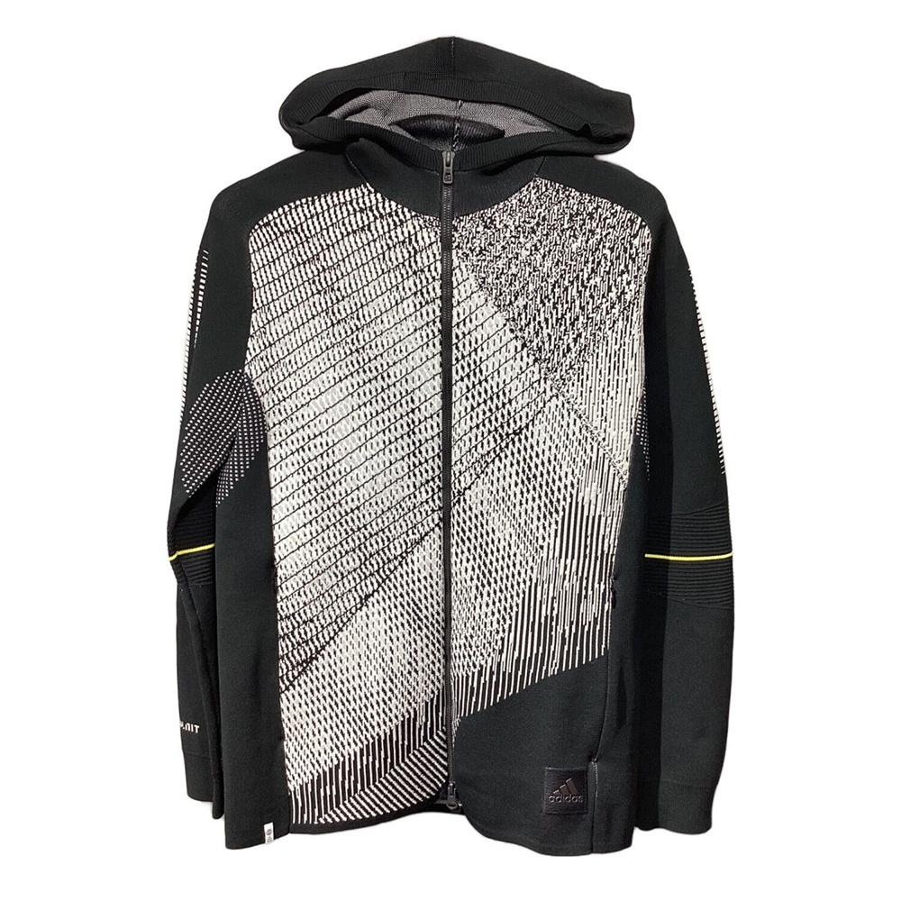 adidas Statement Primeknit Hooded Jacket  Black  Men s HG4129 L