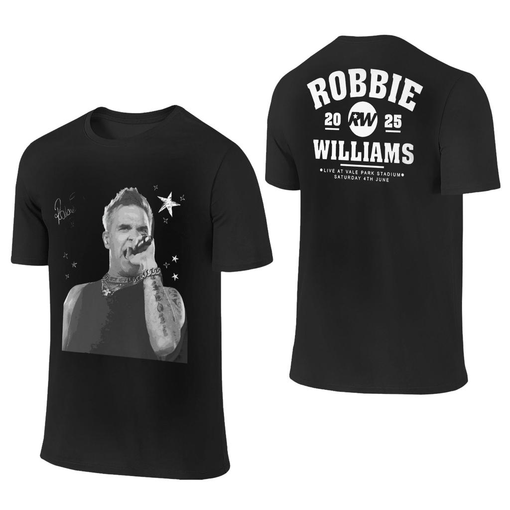 Robbie Williams Live 2025 Tour Concert Apparel Men Women T Shirt Cotton Tee Graphic Printing  T-shirt Clothing