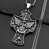 Archangel St.Michael Protect Us Cross Pendant Necklace for Women Men Stainless Steel Silver Color Saint Michael Chain Jewelry