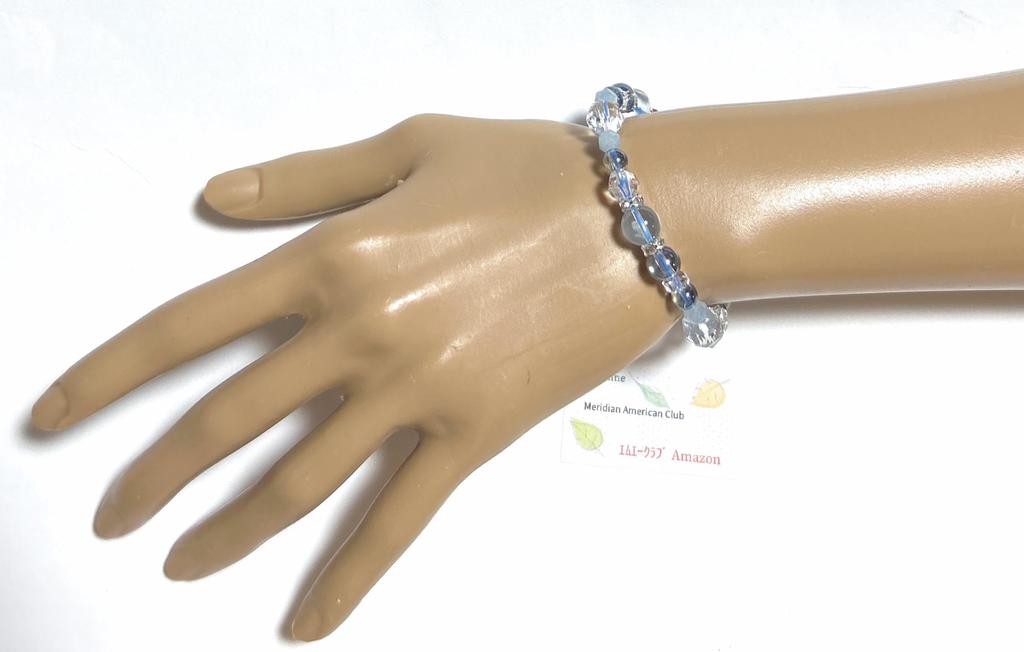 [Malline] Premium Natural Stone Power Stone Bracelet - Blue Topaz, Cosmo Aura, Aquamarine - Inner Circumference: Approx. 16.5-17cm - Women's M-L,