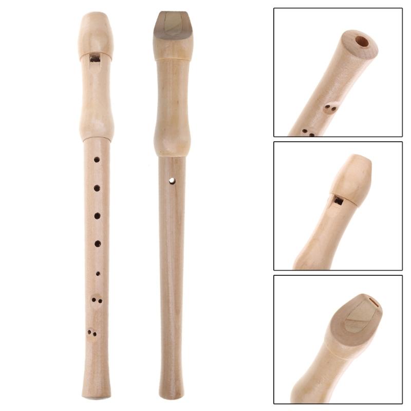 C Key Descant Recorder for Kids with Cleaning Rod Black Storage Bag, Wood Color
