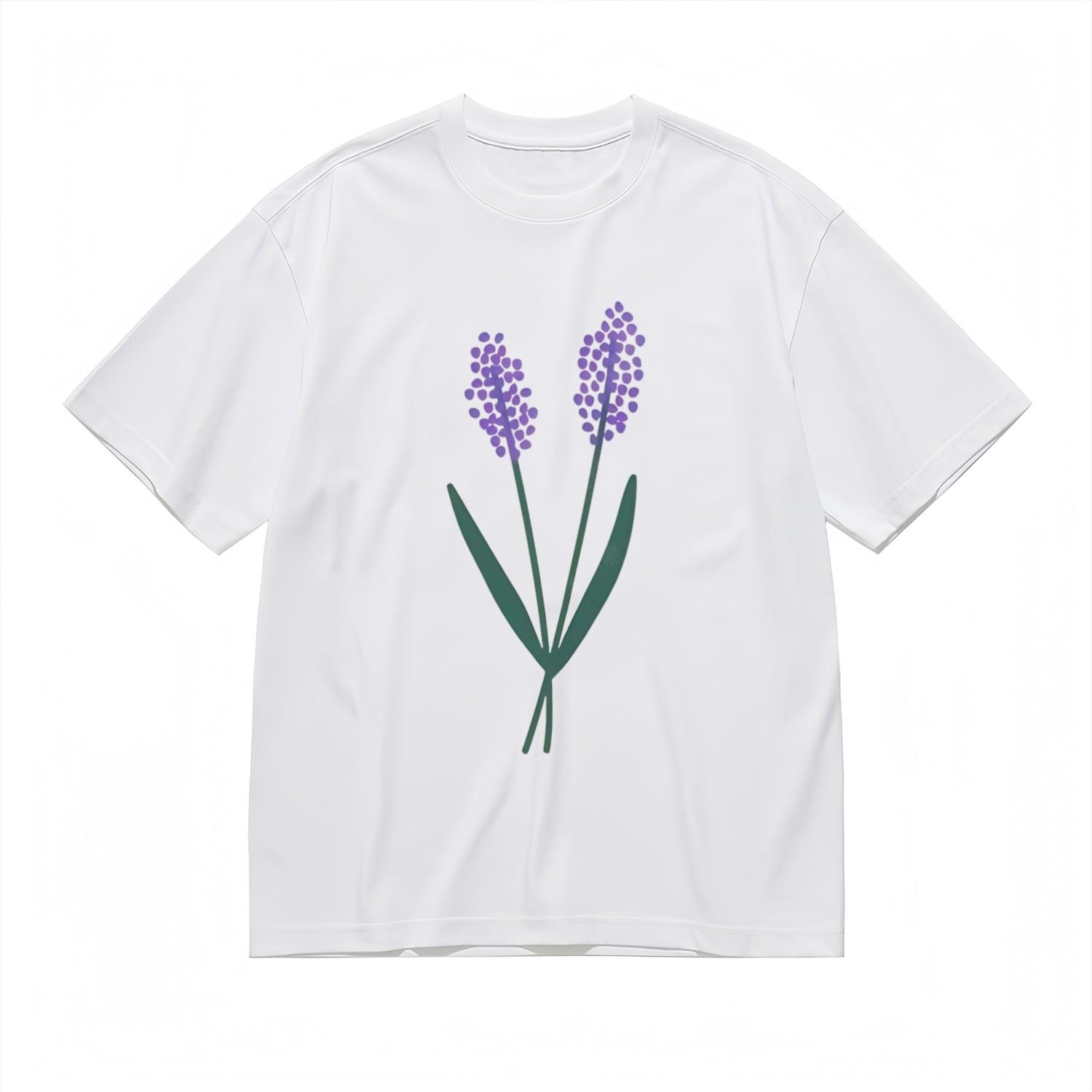 Women s Soft Breathable All Season Classic T-Shirt Mens Womens Tees Top Elegant Purple Flowers Tee S