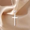 PANJBJ S925 Sterling Silver Korean Personality Glossy Cross Necklace Ladies Simple And Versatile Pendant Chain NecklacePANJBJ
