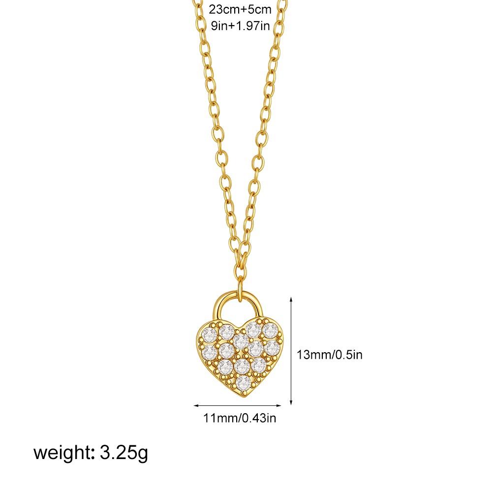

Exquisite Mini Love Heart Pendant Sparkling Zircon Crystal Stainless Steel Gold Color Chain Clavicle Choker Luxury Zircon Gift