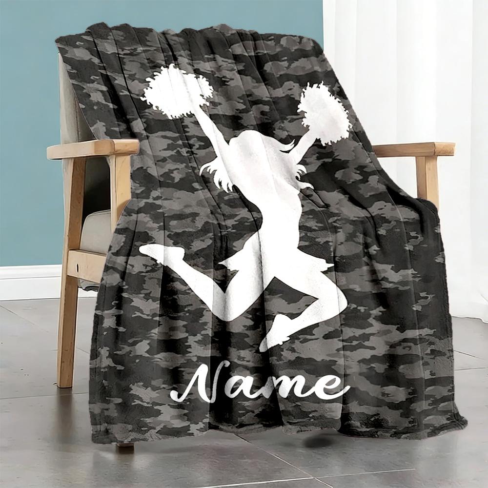 Camouflage Cheerleaders Customize Your Name Blanket Multi-purpose Personalized Blanket Ultra-Soft for Bedding Sofa Couch Nap for All Occasions