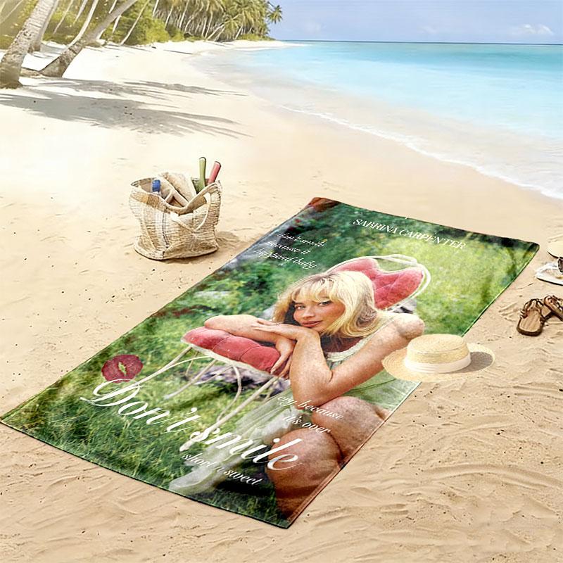 Sabrina Carpenter Glow Print Strandtuch, Großes Weiches Schnelltrocknendes Handtuch für Strand Camping Schwimmen