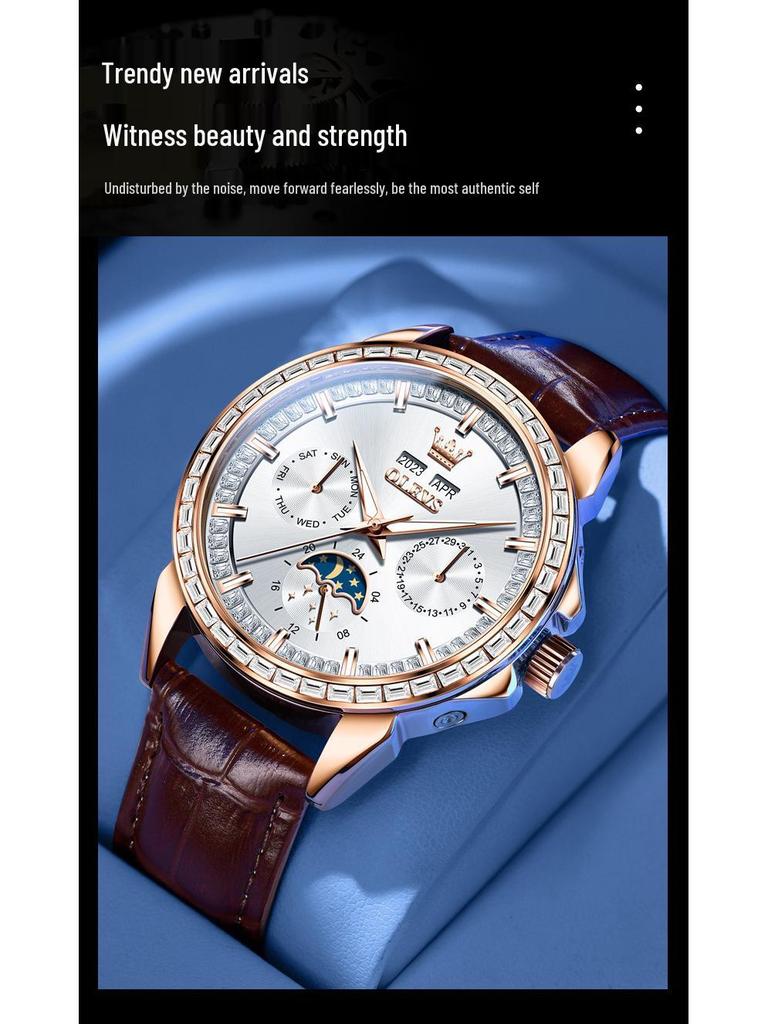 OLEVS Herren Multifunktions-Ewiger Kalender Mechanische Uhr