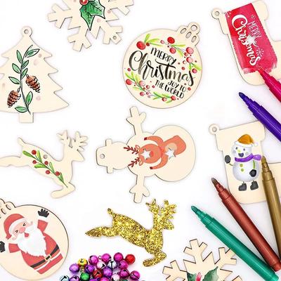 Christmas Hanging DIY Graffiti Wooden Pendant Christmas Socks Snowflake Angel Xmas Tree Wood Drop Ornament Merry Christmas Decor