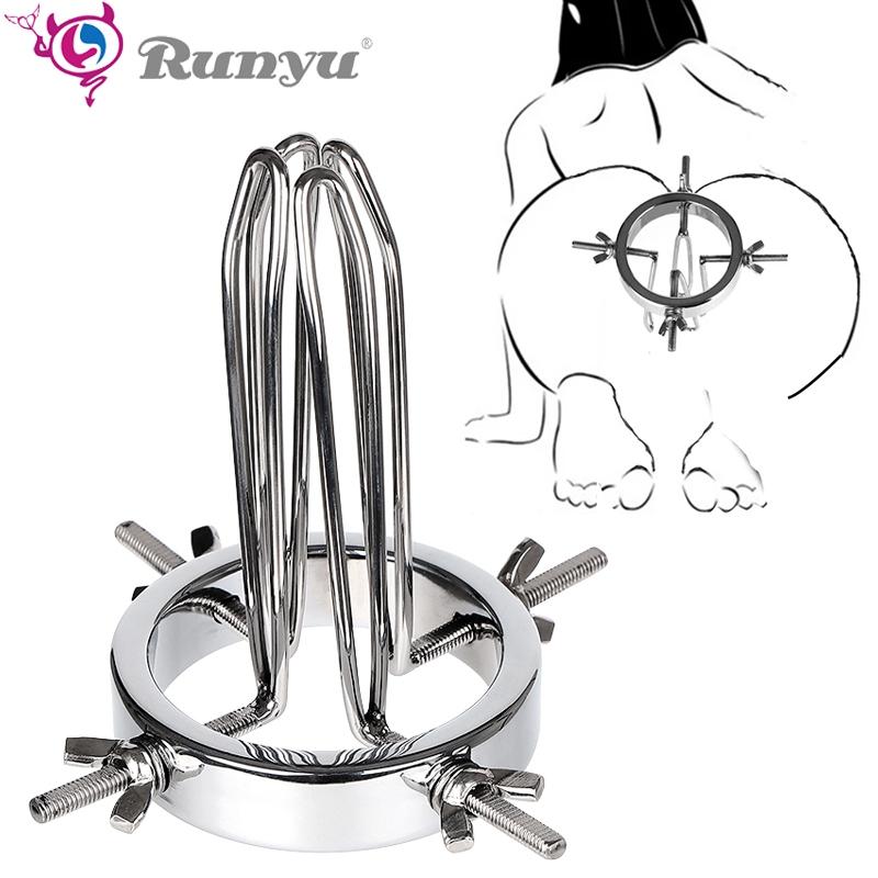 Jucării sexuale erotice pentru adulți din metal pentru bărbați și femei Jucării anale uriașe reglabile Dilatator anus vaginal extrem Speculum vaginal Plug fund mare