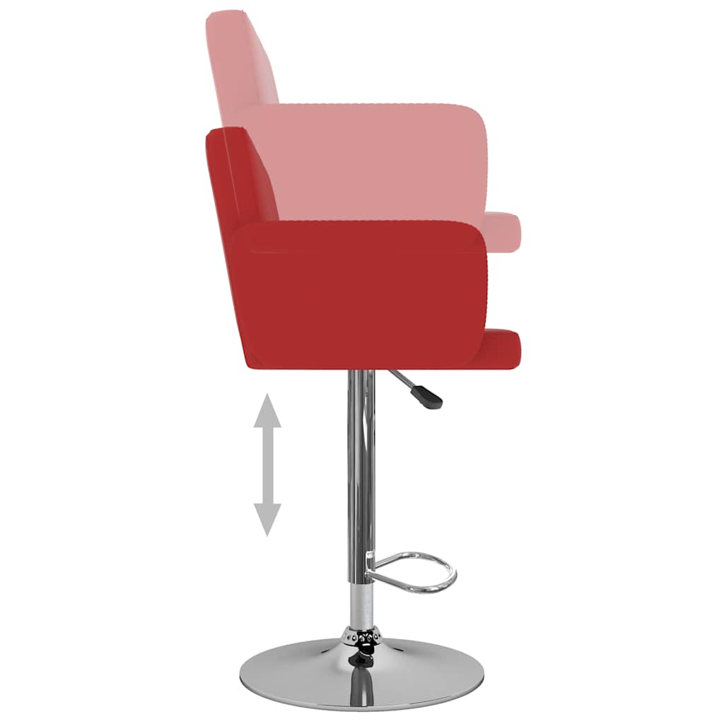 Bar Stool Set 2 Pieces Red Faux Leather