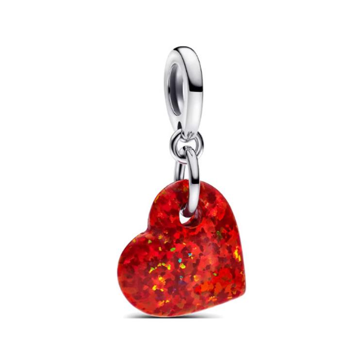 Pandora Shining Heart Design Pendant Women pendant Red Silver 793348C01 Box