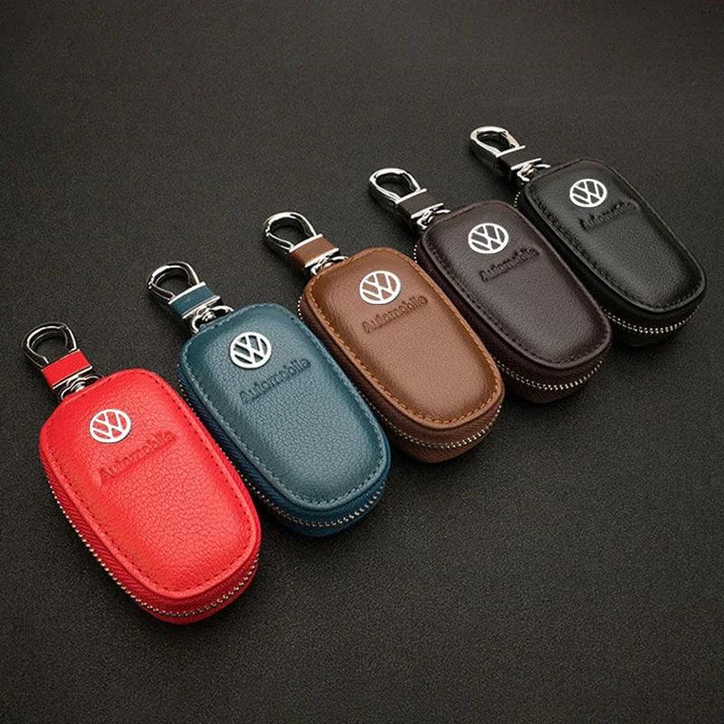 Organizador de Bolsillo para Llavero de Coche de Cuero para Volkswagen VW Golf GTI Passat Touareg Tiguan Sharan Vento Accesorios de Almacenamiento de Llaves