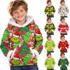 Kids Long Sleeve Christmas Print Hooded Sweatshirt Casual Pullover Top for Holiday