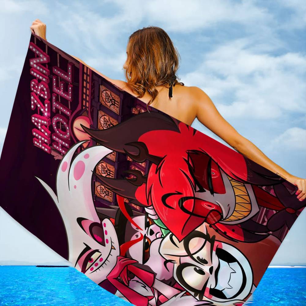 Cartoon Hazbin Hotel Bath Towel Microfiber Soft Water Absorbing Breathable For Girl Kids Decorative Cartoon Beach Towel