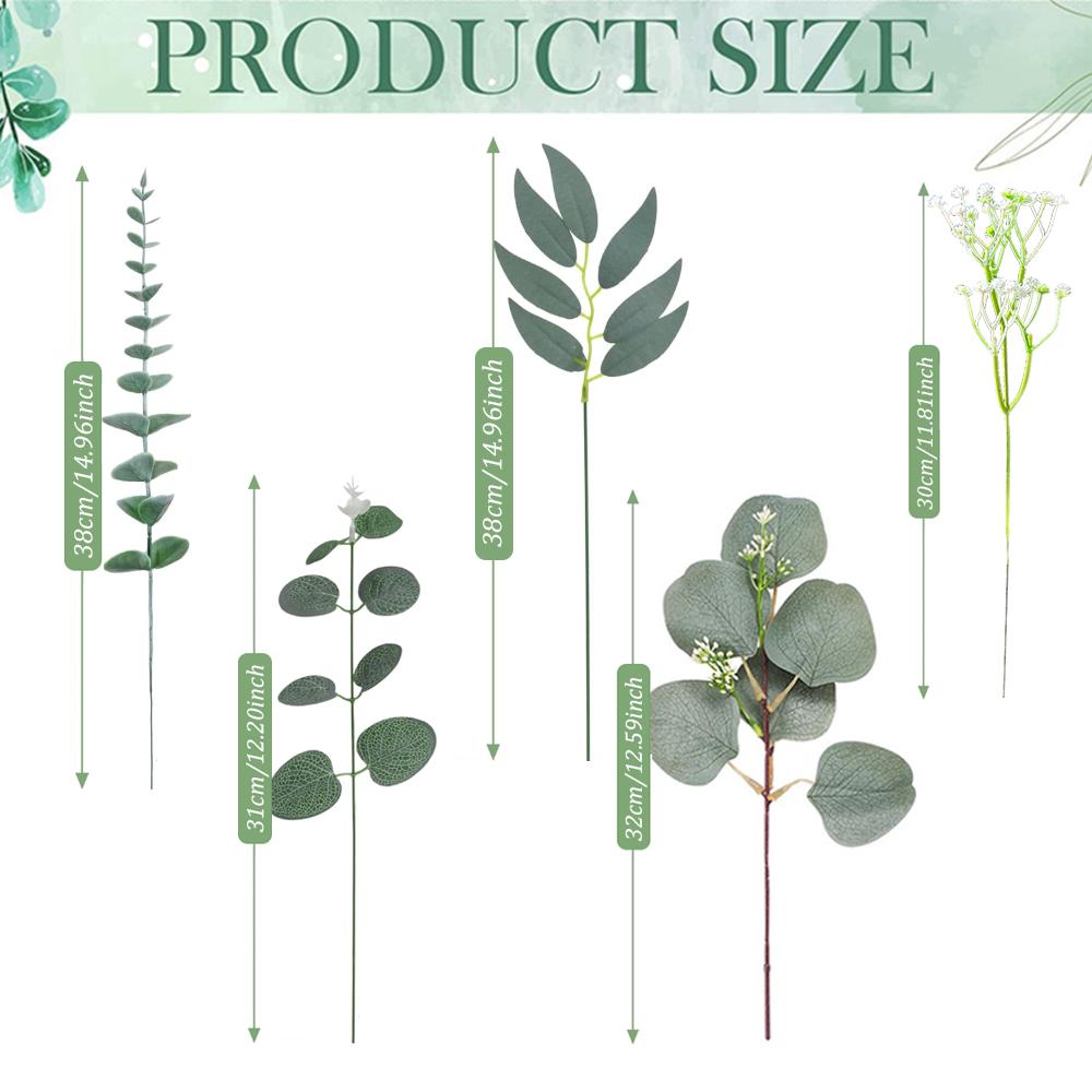 20/25Pcs Artificial Mixed Eucalyptus Leaves Stems Fake Flower for DIY Bouquets Floral Arrangement Home Wedding Party Decoration