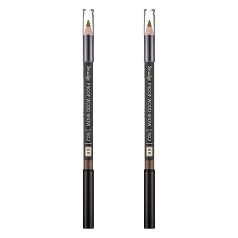 Missha Smudgeproof Wood Eyebrow Pencil, Brown, 2 Pcs