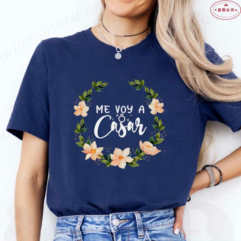 

Spanish Girl Single Farewell Party Tops Team Bride Squad Matching T-Shirts Women s Floral Gold Print Short Sleeve O Neck Tees XXS