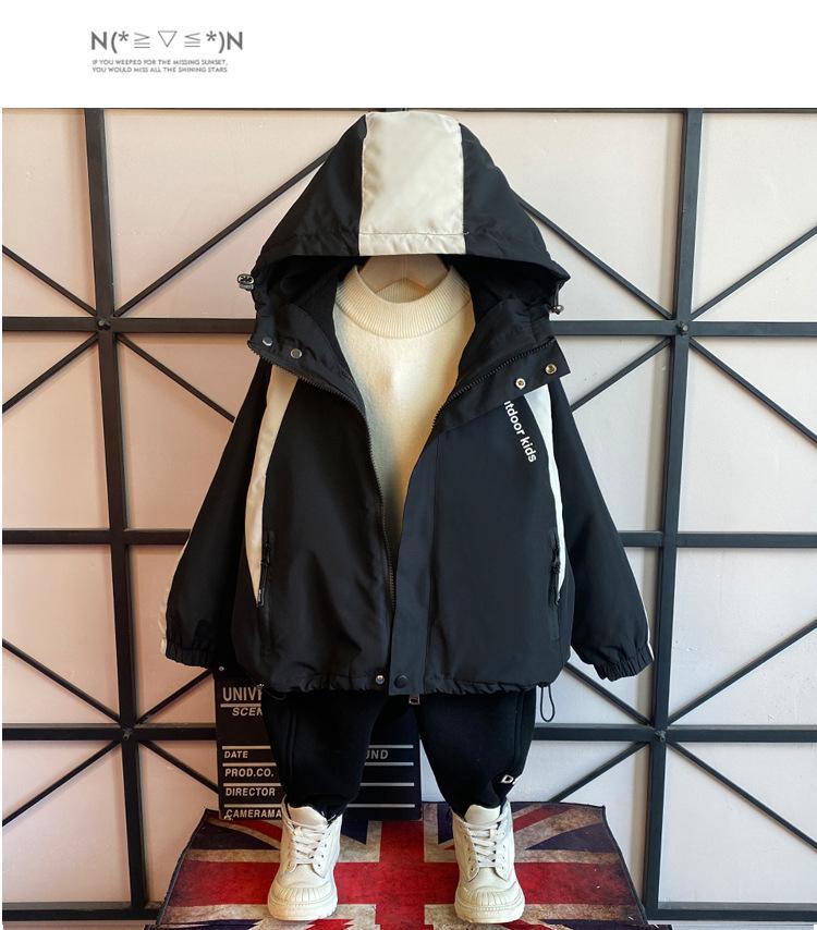 Boys' 2025 Stylish Detachable Outerwear: Cotton-Padded Spring & Autumn Jacket