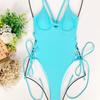 Costume da bagno da donna tinta unita costume intero ritaglio coulisse bikini sexy costumi da bagno brasiliani 8 colori