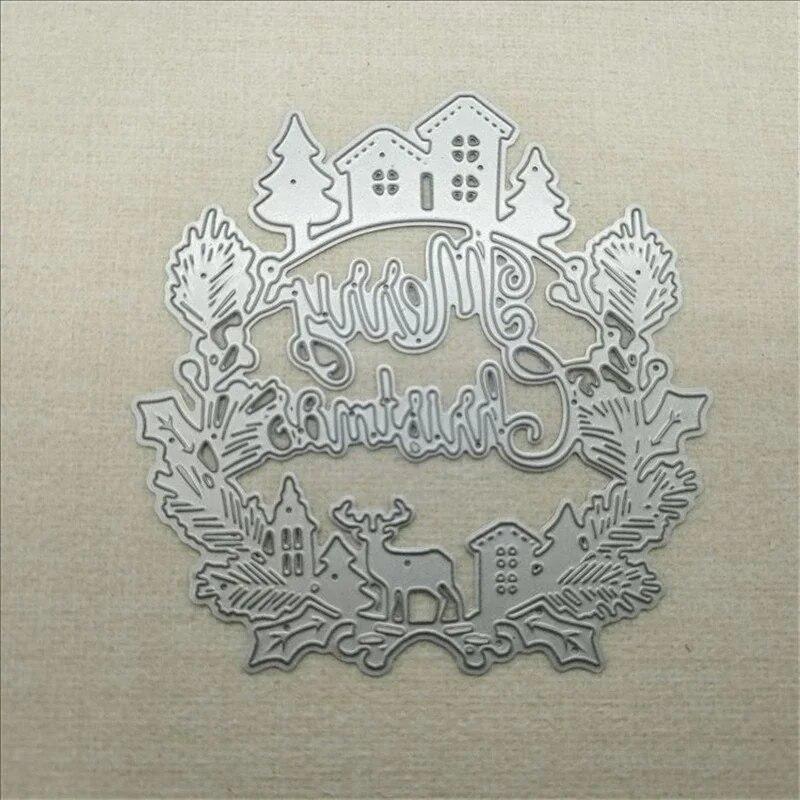 1PC Merry Christmas Cutting Die Scrapbooking Stencil Template for DIY Embossing Paper Cut Frame
