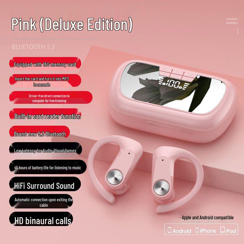 All-in-One Over-Ear Bluetooth Headphones with MP3 Player & Card Slot for Sport, Compatible with Apple & Android Devices