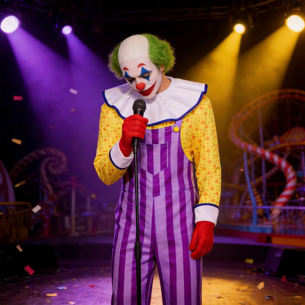 Sad Clown Cosplay Costume With Suspenders For Halloween And Stage Performances