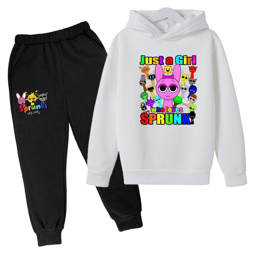 Sprunki Kids Clothes Hoodie+pants Age 2-12 Boy Girl Incredibox Anime Figures Sweatshirt Spring Autumn Pullover for Children Sets