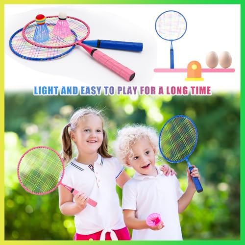 TUZHE Kids Badminton Set with Carry Case, Mini Badminton Rackets for Beginners, Outdoor & Beach Sports Game Toy