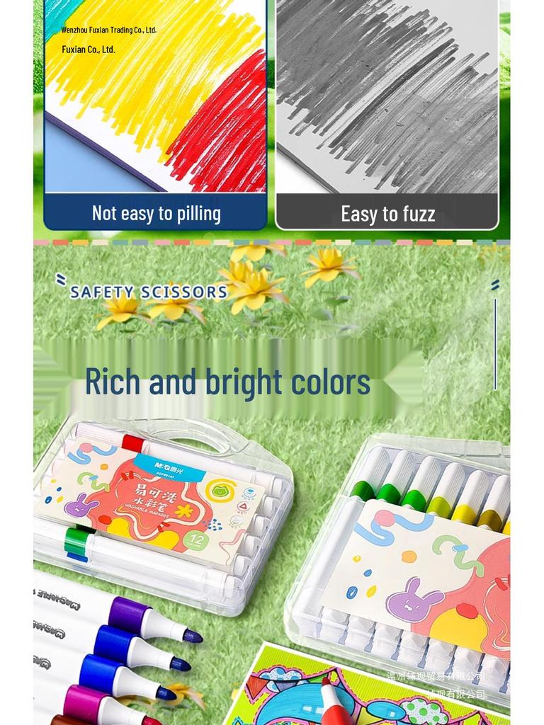 24-Color Washable Triangular Watercolor Pen Set for Kids