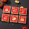 6Pcs Square Rectangle Chinese New Year Red Envelope Shining Lucky Money Bag  2024 Year of Dragon