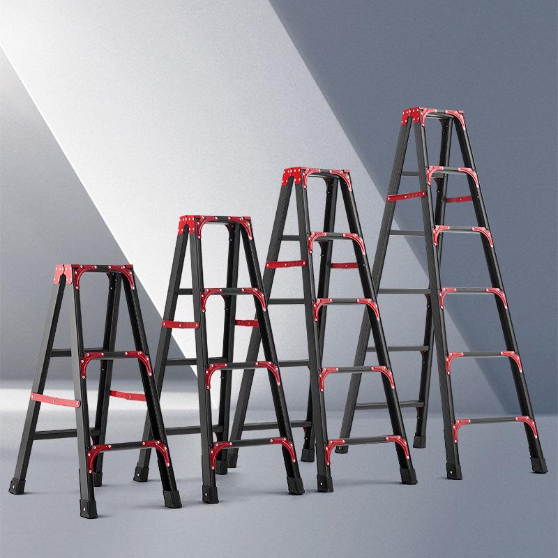 Folding A-frame Carbon Steel Ladder: Lightweight, Double-sided, Multi-purpose, No Installation Needed