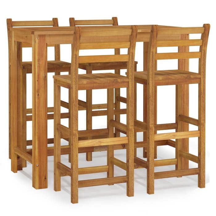 VidaXL 5-Piece Garden Bar Set, Table and Chairs with Footrests, Outdoor Patio Furniture Set, Wood 3154396