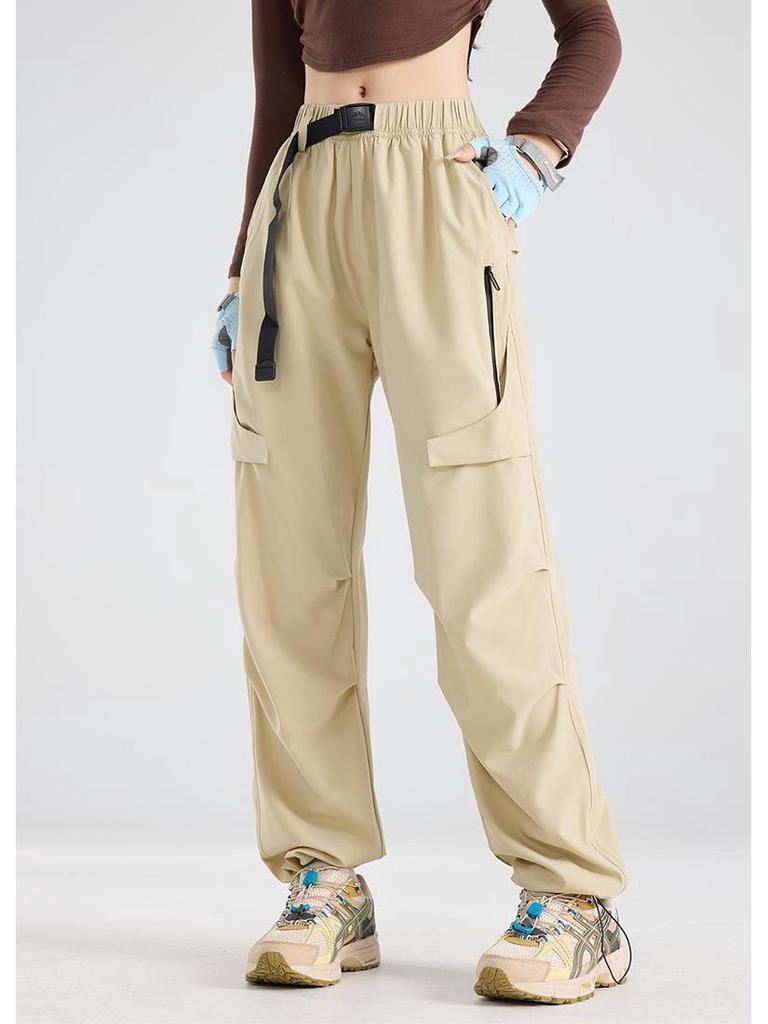 Unisex American High Street Parachute Pants: Summer Thin, Casual, Straight-Leg Outdoor Sports Wear for Men & Women.