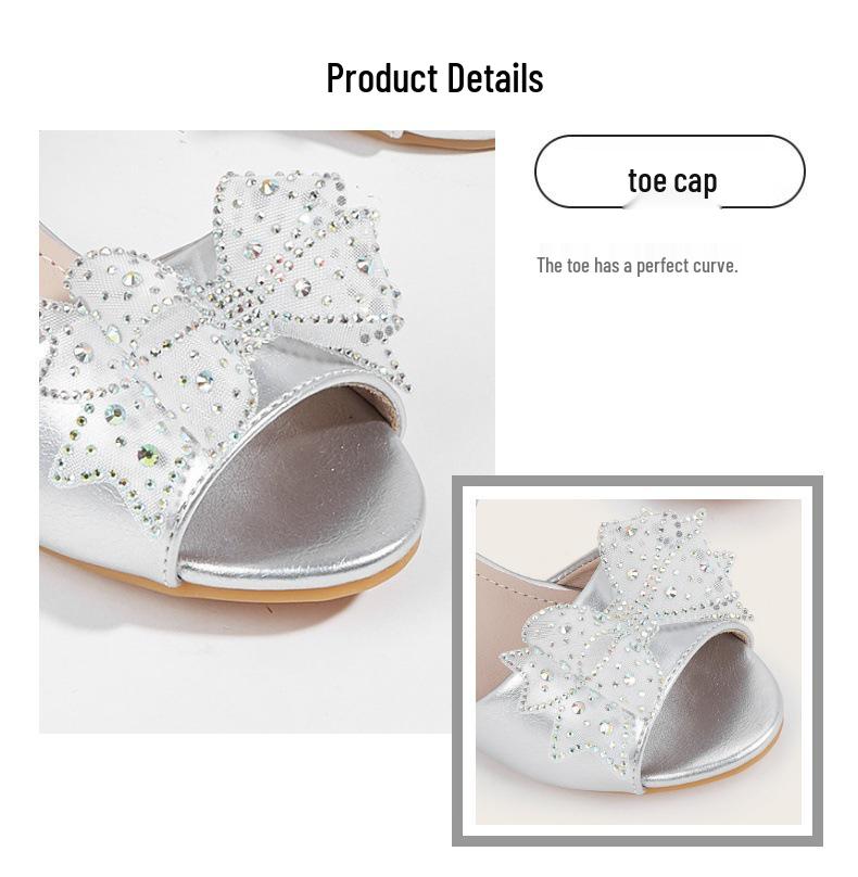 2025 New Girl's Bowknot High Heel Sandals - Princess Style for Outdoor Wear