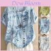 Damen Baumwoll-Leinen Blumenbluse mit kurzen Ärmeln für Sommerkomfort