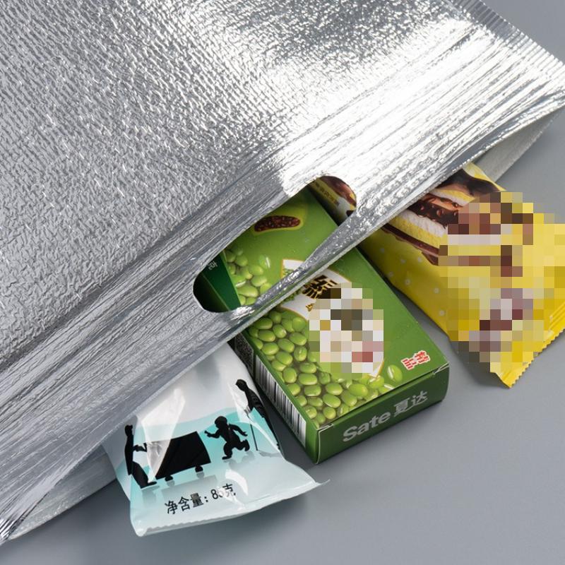 Thermal Insulation Aluminum Foil Disposable Food Delivery Pouch Food Fresh-keeping Refrigerate Bags Self Sealing Zipper Three-dimensional Tote Pockets