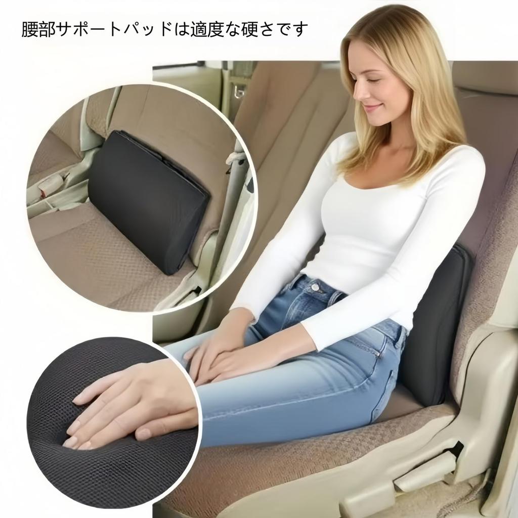 TATACLEA Passenger Seat Box with Lumbar Foldable Car Storage Box for Car Rear Seat 2-in-1 Cushion, Storage, Luggage, (Black)