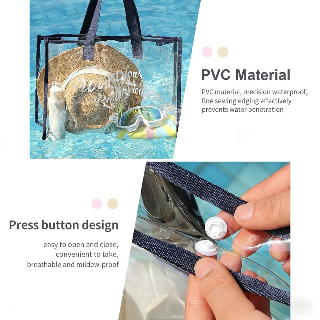 Tragbare Wasserdichte Transparente Schwimmtasche Multifunktionale Kosmetiktasche Toilettenartikel Tasche Große Kapazität Strandtasche mit Griff