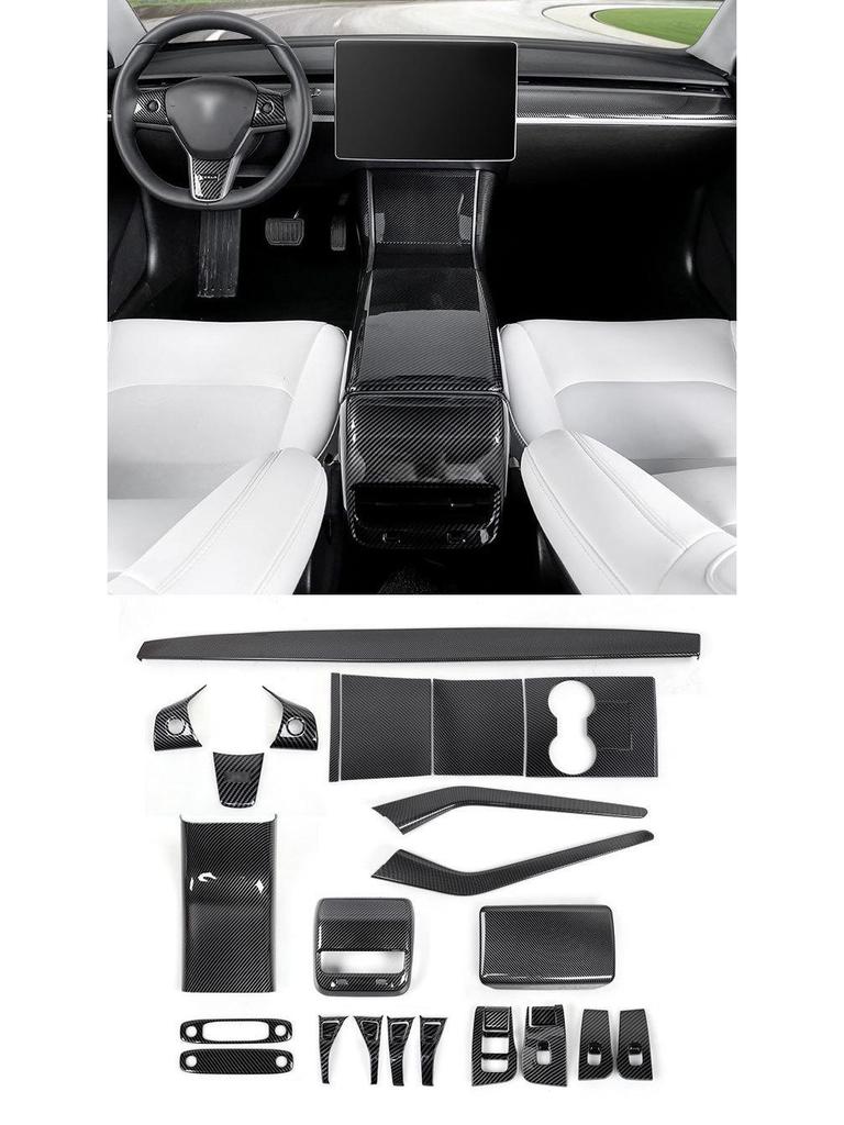 Tesla Model 3 Karbonfaser-Konsolenpanel Kratzfester Dekorativer Aufkleber