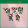 Unique Cartoon Style Green Plant Brooch Fashionable Metal Enamel Pin For Clothing Accessories