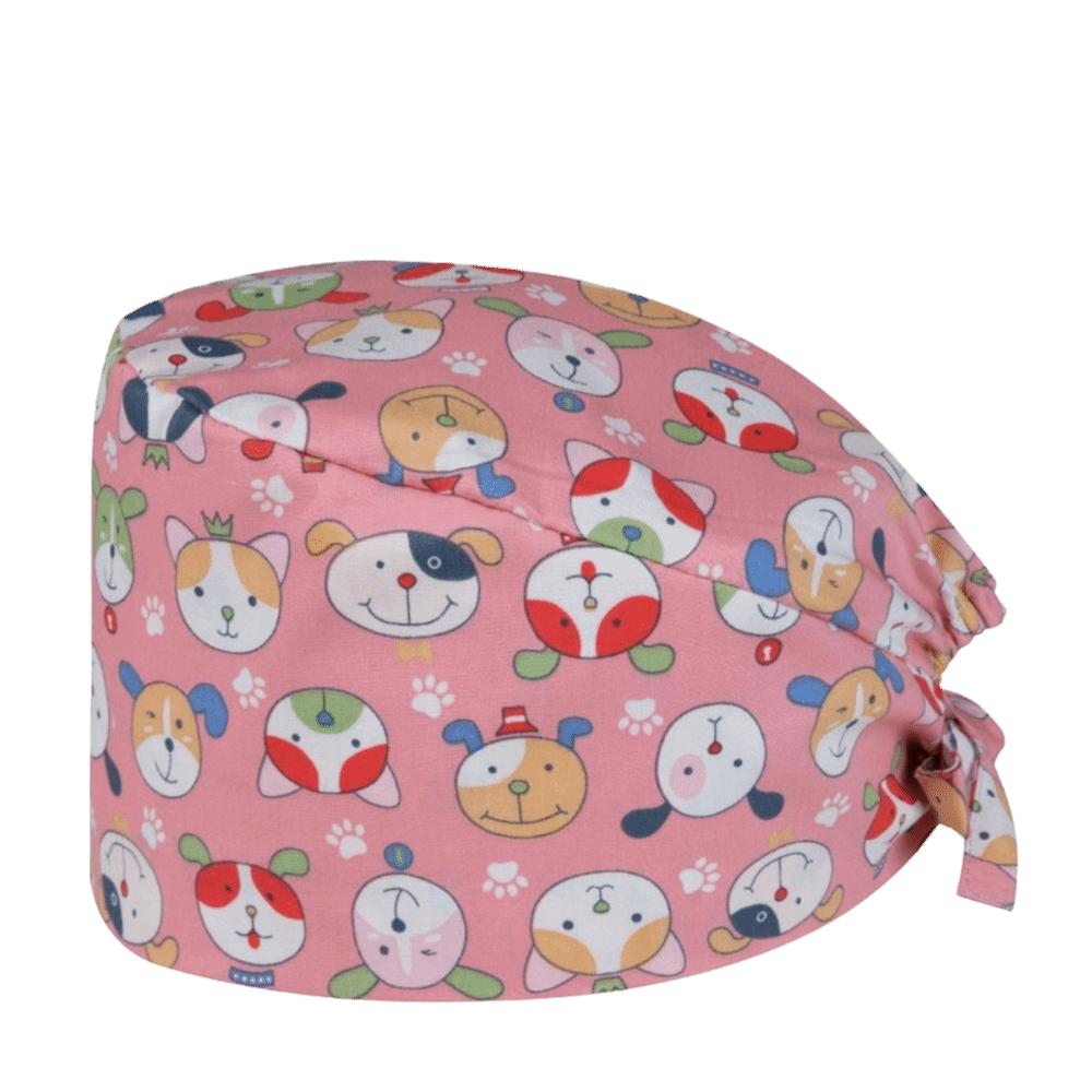 Unisex Cartoon Printing Scrub Cap Adjustable Buckle Print Design Lab Scrub Hat Breathable Soft Pure Healthcare Hats Pet Hospital