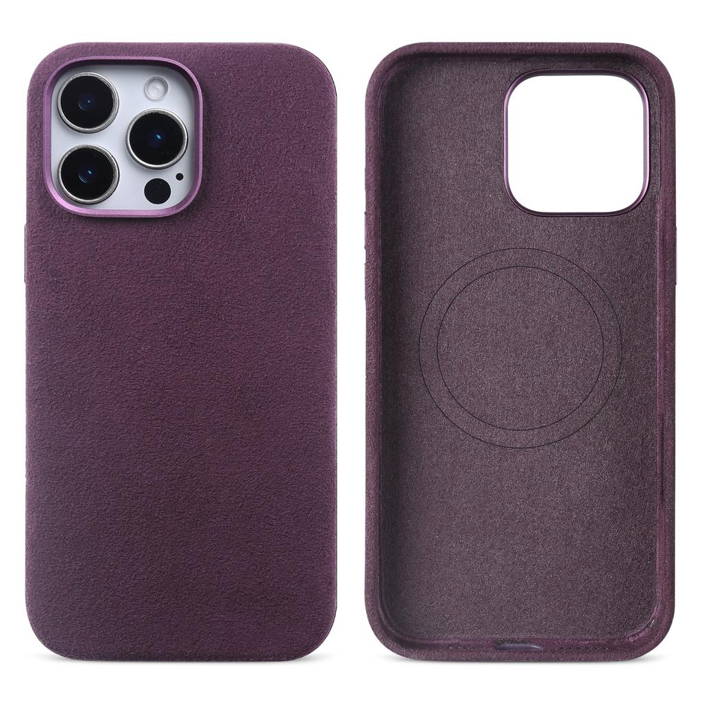 Vollumwickelte magnetische Hülle für ALCANTARA für iPhone 16 Pro Max 16pro Kunstleder Supercar Wildleder Handyhüllen Abdeckung