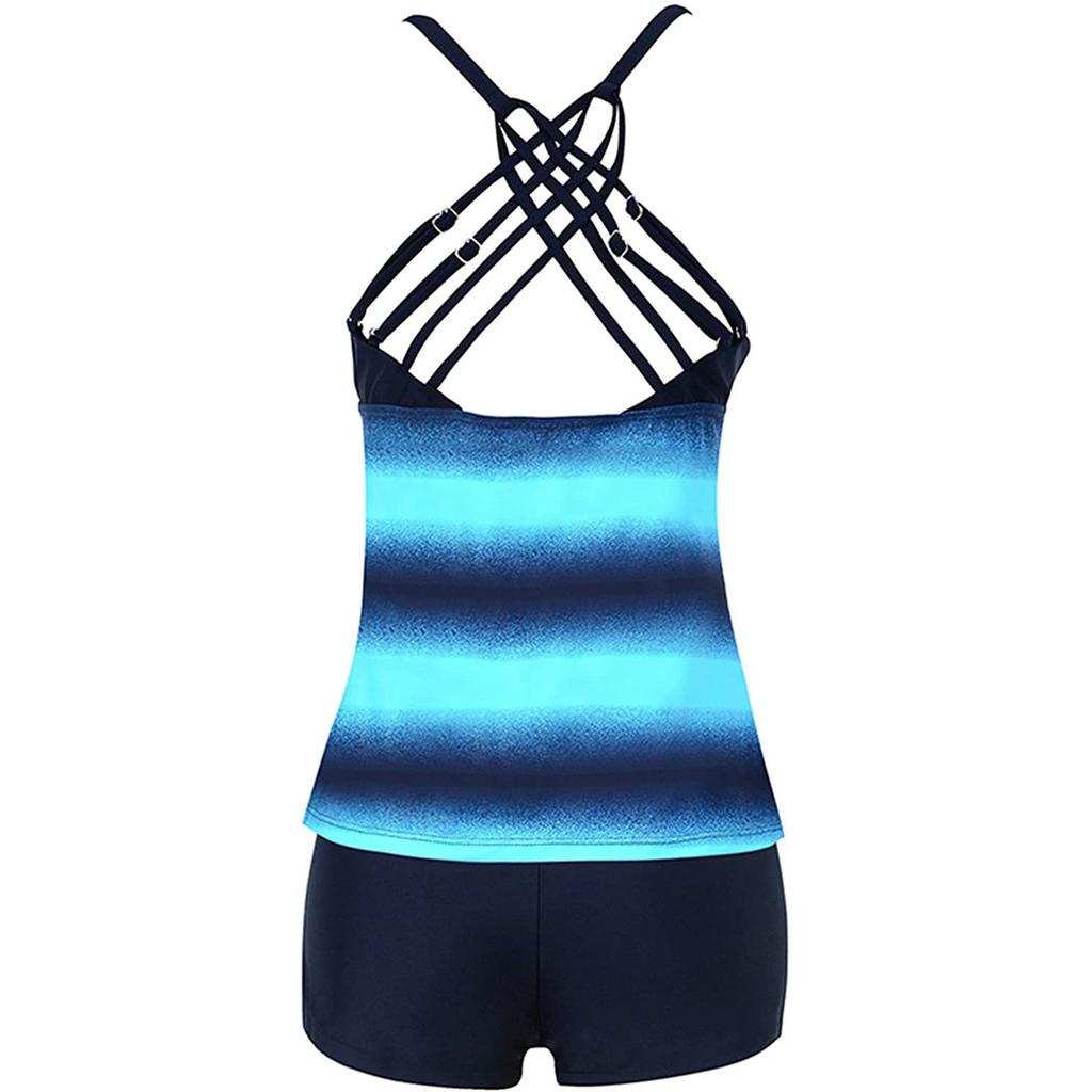 Fashion Womens  Printed Split Two-piece Swimsuit Vest Backless Beachwear